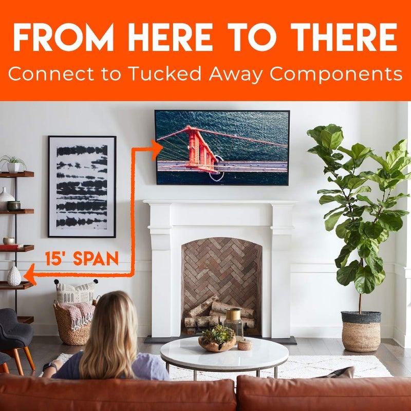 ECHOGEAR Long 15ft Braided HDMI 2.0 Cable - 4k & HDR Compatible - Gold Plated Connections Support 4k at 60fps Refresh Rate & 18gbps Bandwidth - Image 3